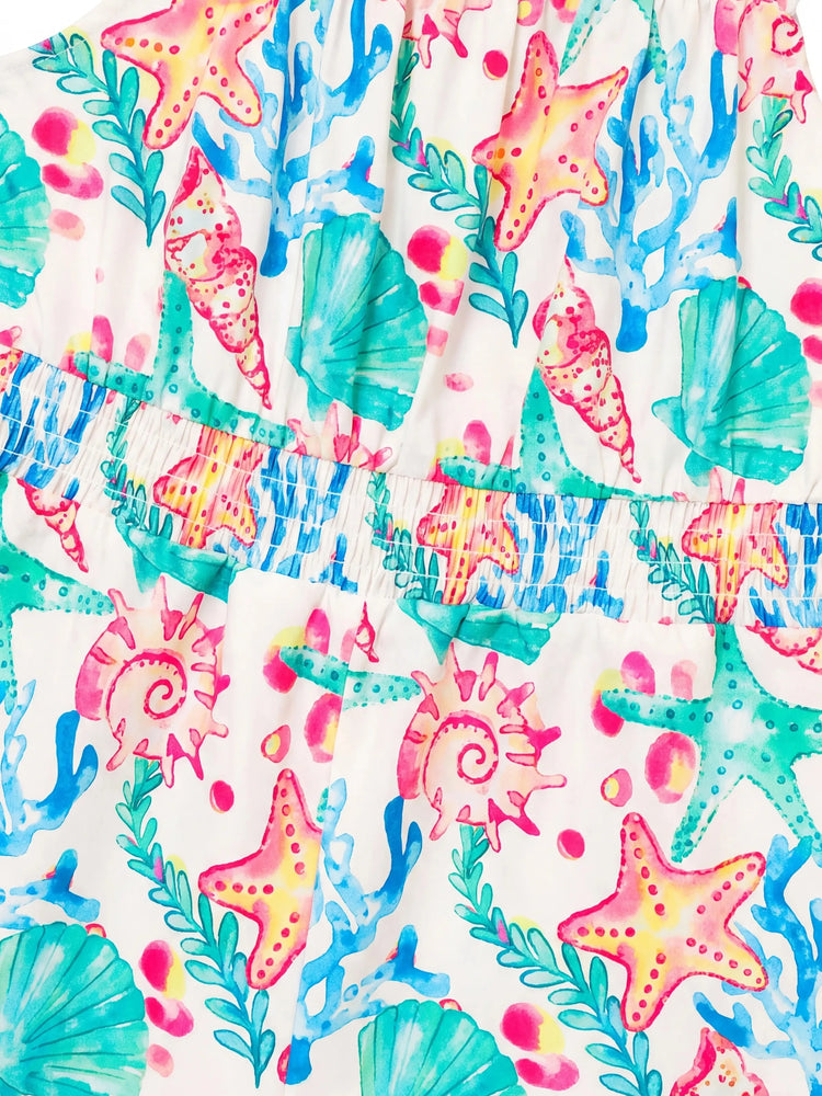 Ocean Vibes Toddler Girl Tropical island Romper Green