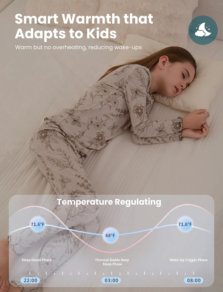 Pijama de 2 piezas para niños pequeños/niños con suave mezcla de lana y tencel lyocell (ajuste ceñido) color albaricoque