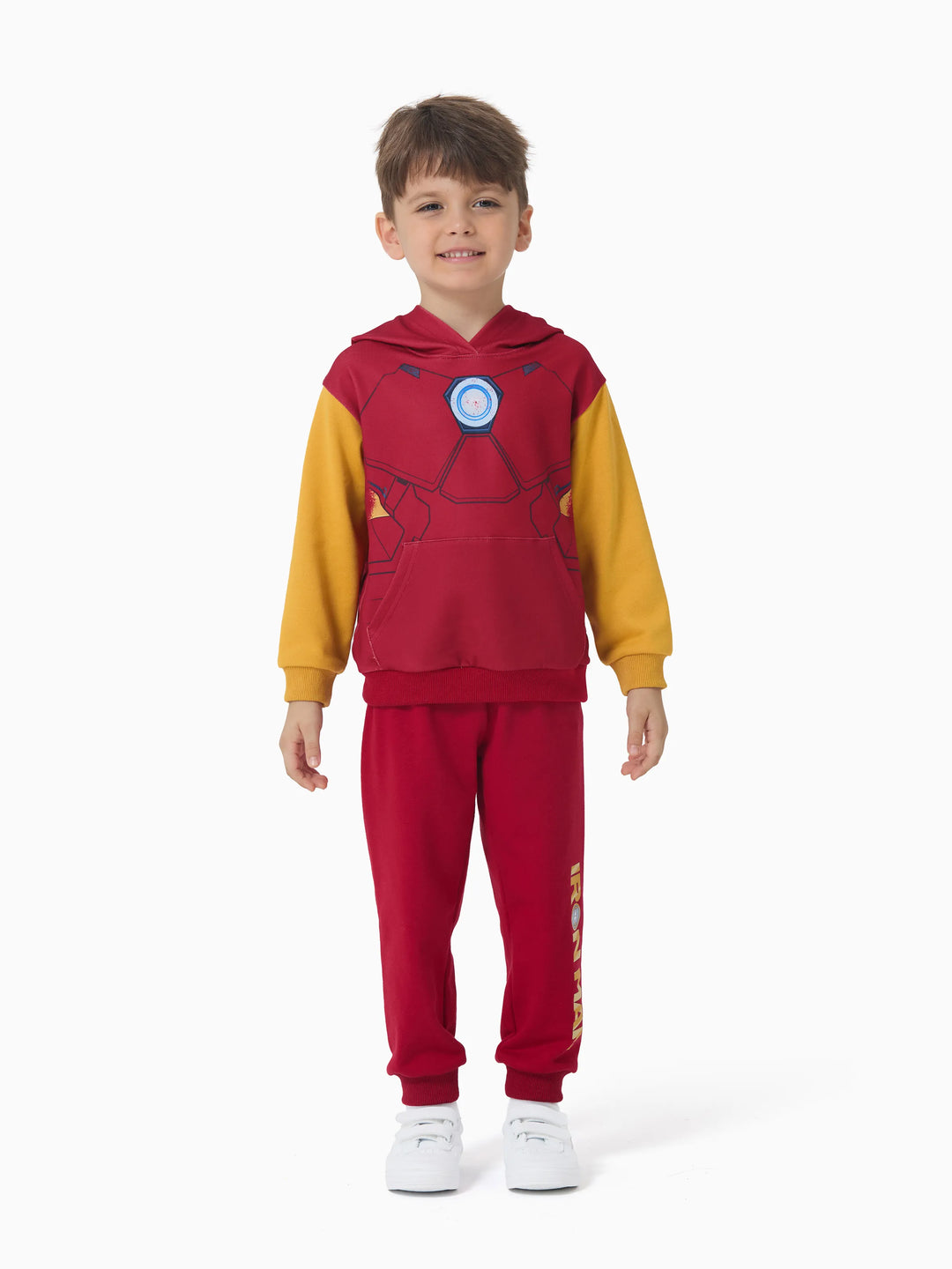 Marvel Toddler/ Kid Boy 2pcs Iron Man Costume Sweatshirt and Pants Set with Built-in Mask Burgundy
