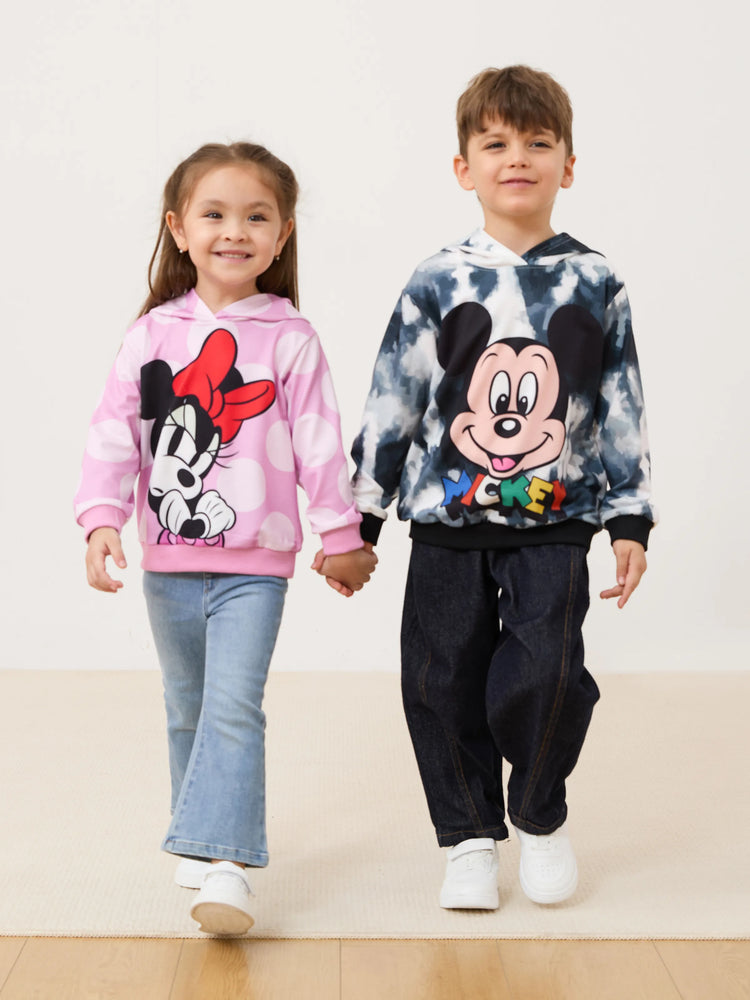 Sweat à capuche Disney Mickey et ses amis pour tout-petits/enfants filles Minnie à poignets côtelés en tissu polyester rose vif