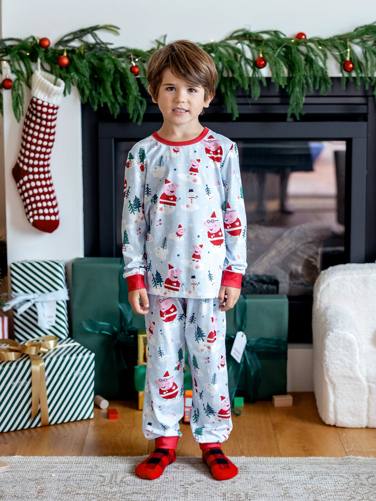 Ensemble pyjama assorti Peppa Pig de Noël avec chaussettes blanches