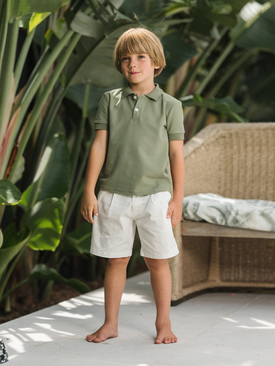 Mommy & me Polo Collar Short-sleeve Shirt or V-neck Strappy Mesh Dress Green