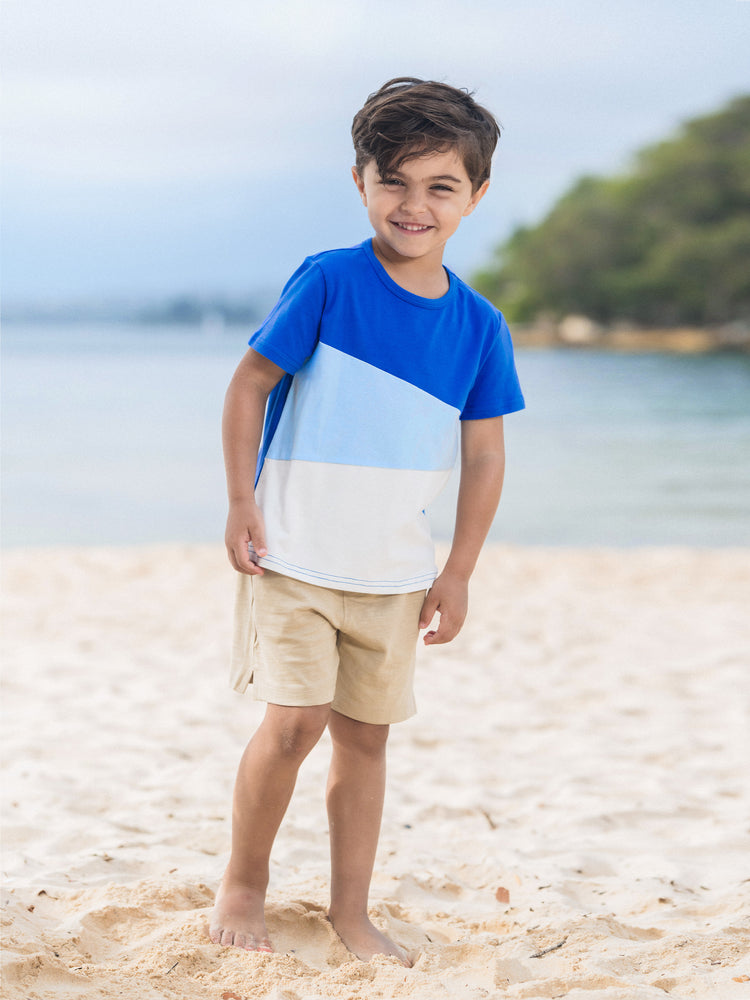 Family Matching Tropical Dress & T-shirt Set – Blue Floral Print for Dad, Mom, Girls & Baby, Perfect for Summer Vacations and Family Photos Blue