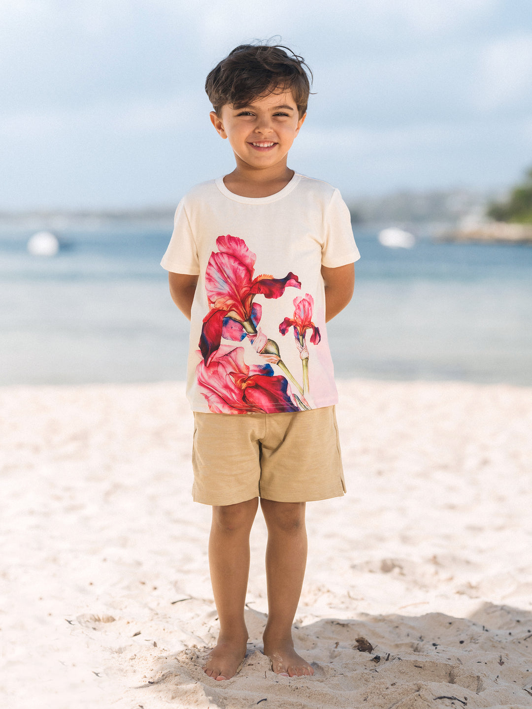 Mommy & me Casual Outfit Floral Print T-shirt or Halter Dress Summer Set for Vacation Apricot