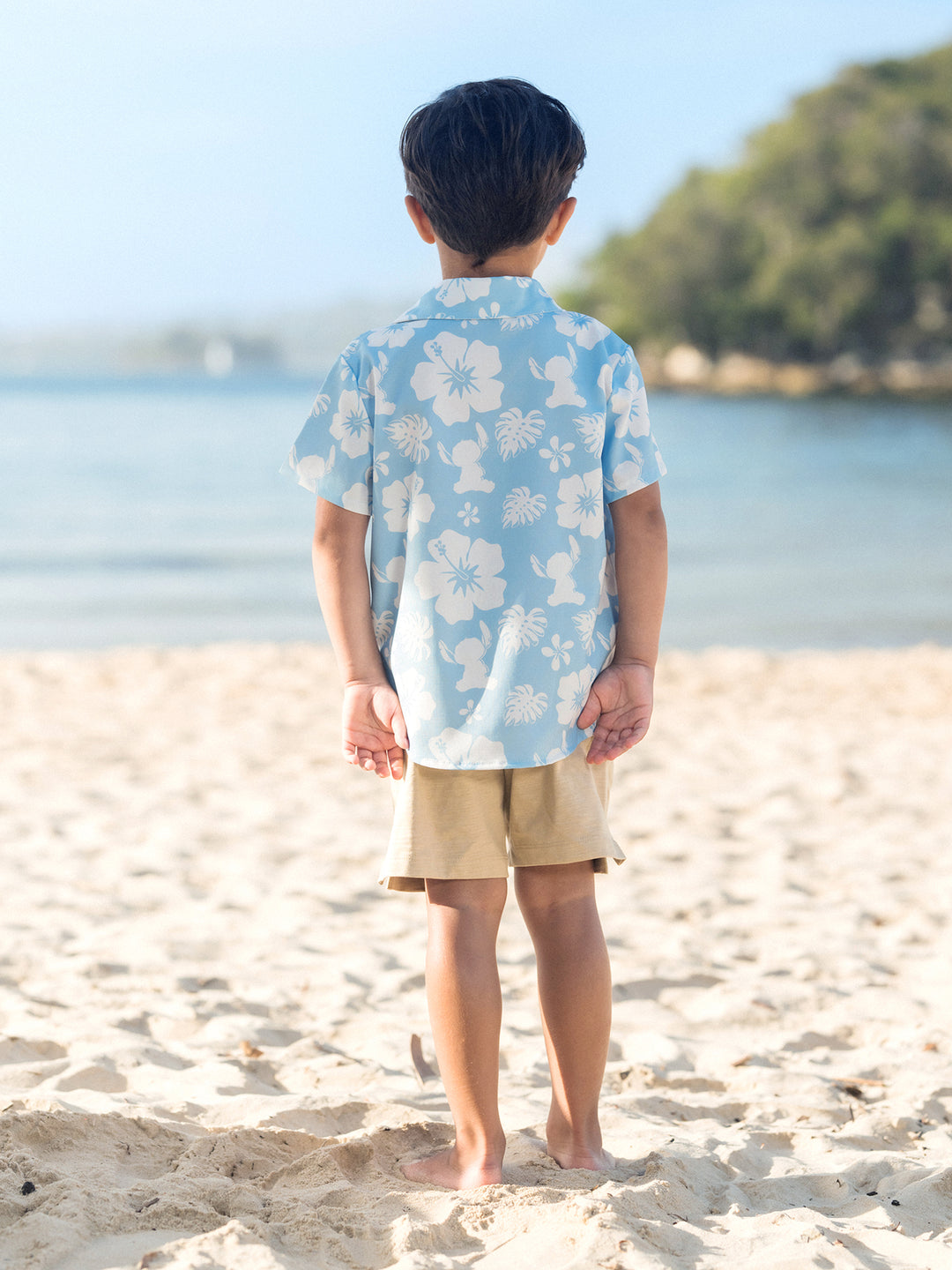 Mono / Vestido / Camisa Tropical Floral a Juego para la Familia Disney Stitch Azul Claro