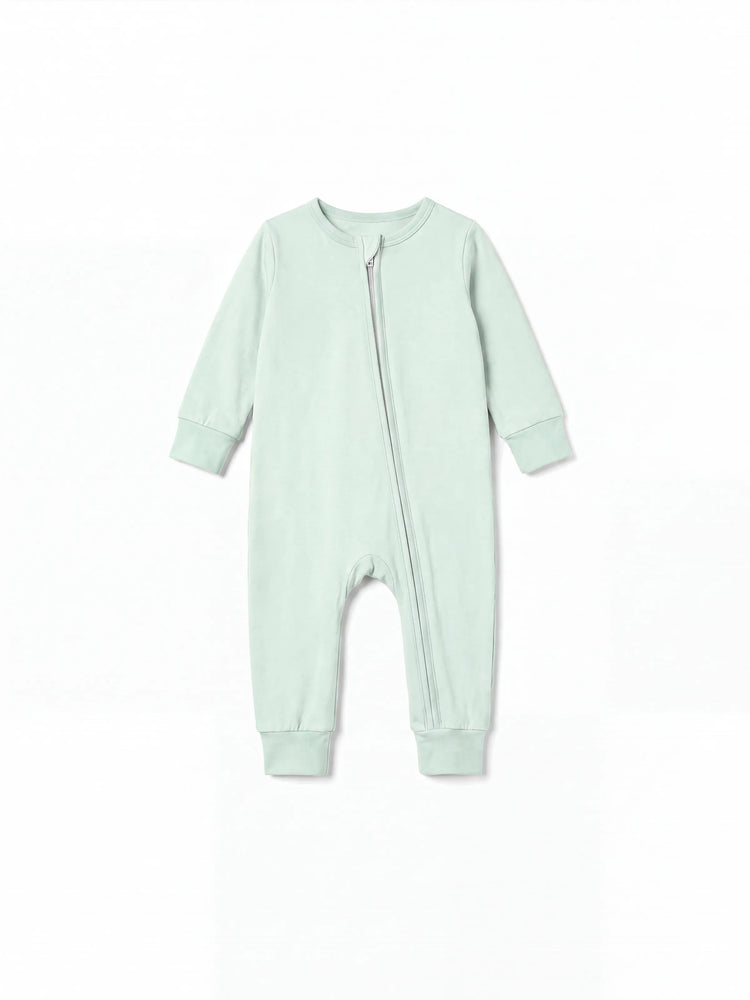 Bamboo Baby Boy/Girl Zip-Up Pajamas Pale Green