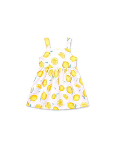 Fresh Market Baby Girl Lemon Print Dress Yellow