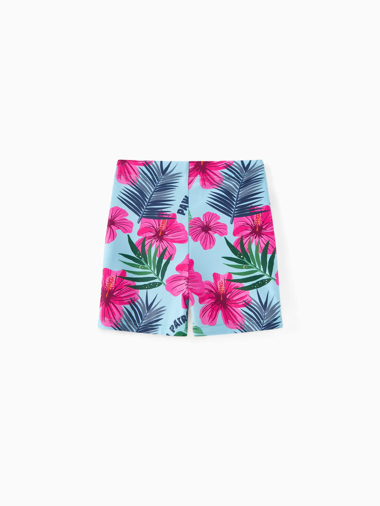 PAW Patrol Daddy & Son Large Flower All-over Print Swimsuit Roseo