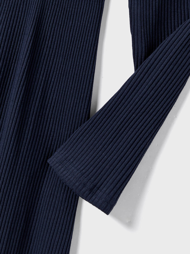 Family Matching Color-Block Knit Long-Sleeved Dresses And Tops Sets Multi-color