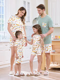 Bamboo Family Pajamas Cute Doggy Patterned Short-sleeve Matching Pajamas Set ( Snug-Fitting for Children ) Multi-color