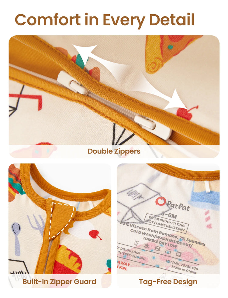 Bamboo Baby Boy / Girl 2-Way Zip Onesies Anti Slip Childlike Food Pattern Bamboo Sleepwear (Snug-Fitting)
 Brown