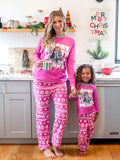 Ensemble pyjama Barbie Noël Maman et Moi imprimé flocon de neige rose vif