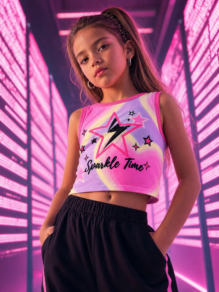 NEON Pop Toddler/Kid Girl Cargo Pants Set Hot Pink