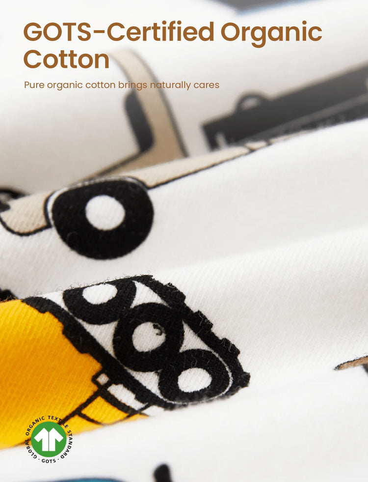 Pyjama 4 pièces en coton biologique pour tout-petits/enfants, pyjama 4 en 1 coupe ajustée pour filles/garçons, jaune