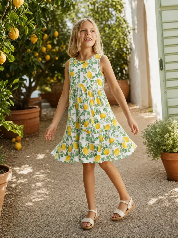 Fresh Market Toddler Girl Lemon Print Dress Yellow