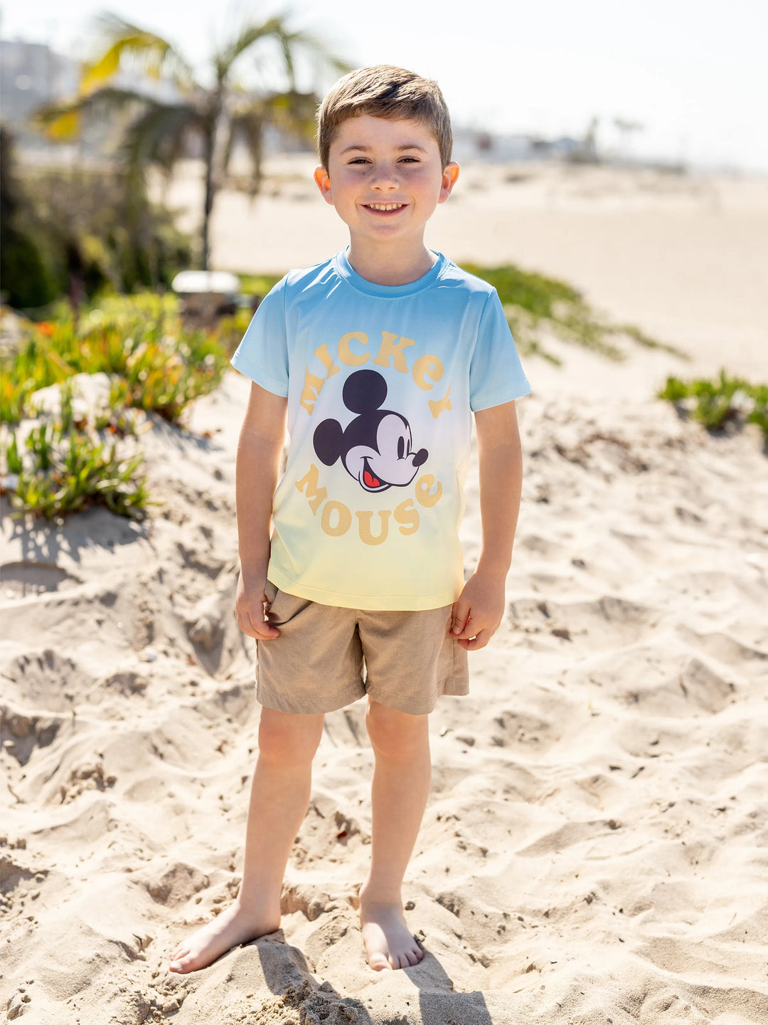 Disney Mickey und Freunde Daddy und Ich Familienpassende Mickey Mouse Allover Print Denim Kleid/Overall/T-Shirt Blau
