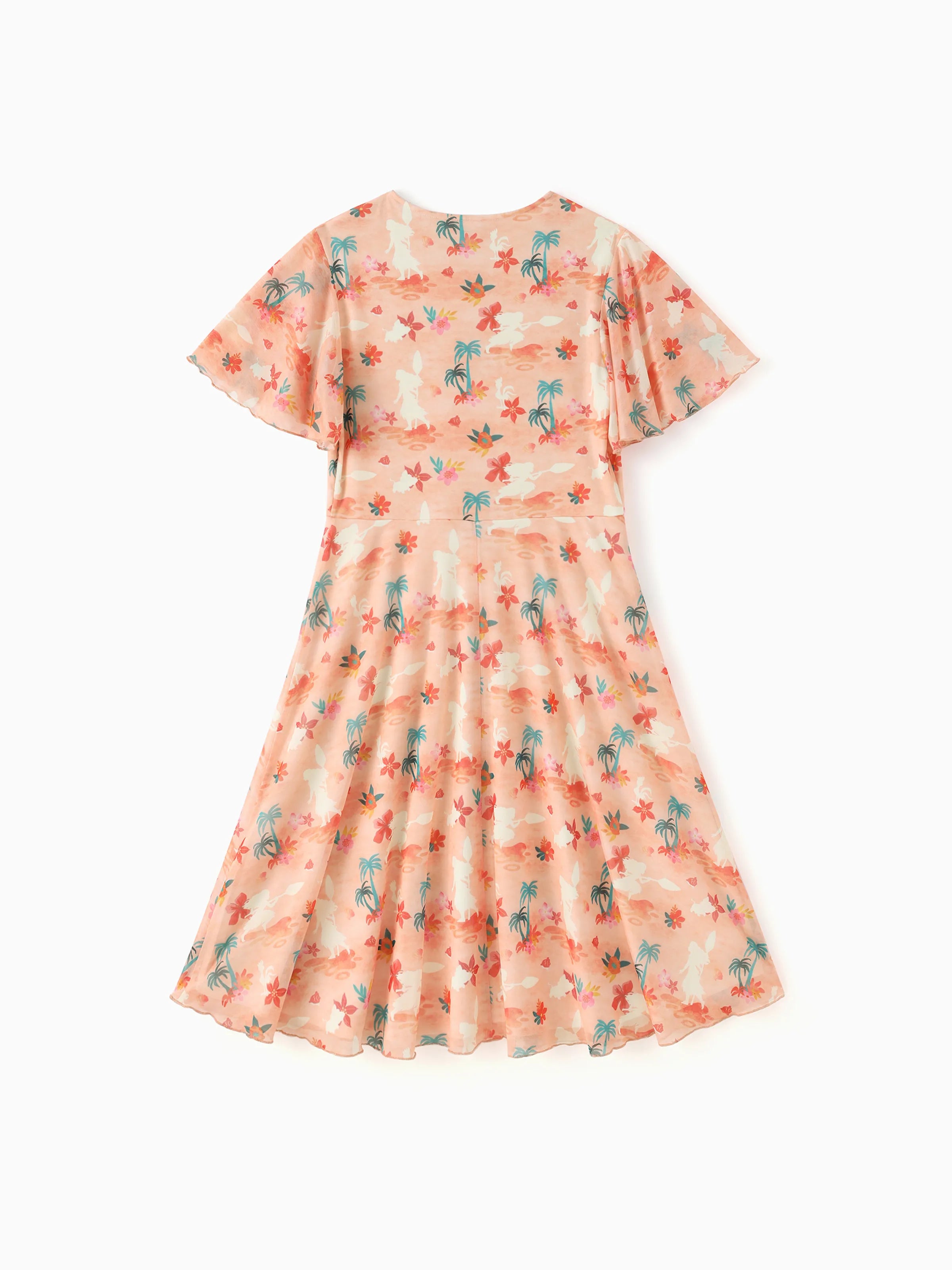Disney Princess Mommy and Me Moana Tropical Floral V-neck Dress Orange - PatPat Disney Princess Mommy and Me Moana Tropical Floral V-neck Dress Orange - PatPat