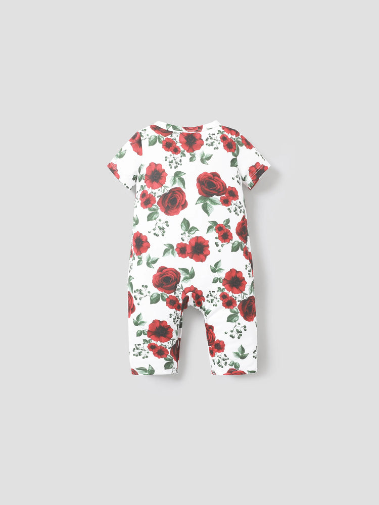 Ropa para bebé niña Mono estampado floral ROJOBLANCO
