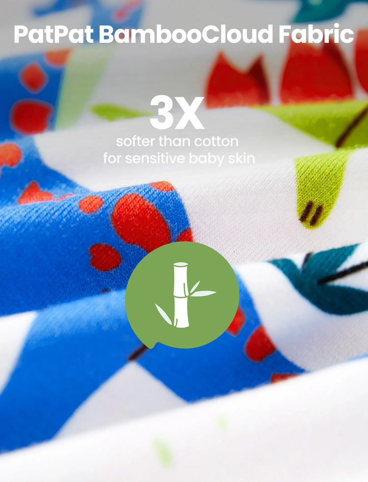 Bamboo Baby Boy/Girl Animal Printed 2-Way Zipper Anti Slip Long-sleeve Footie with Hairband Apricot Yellow