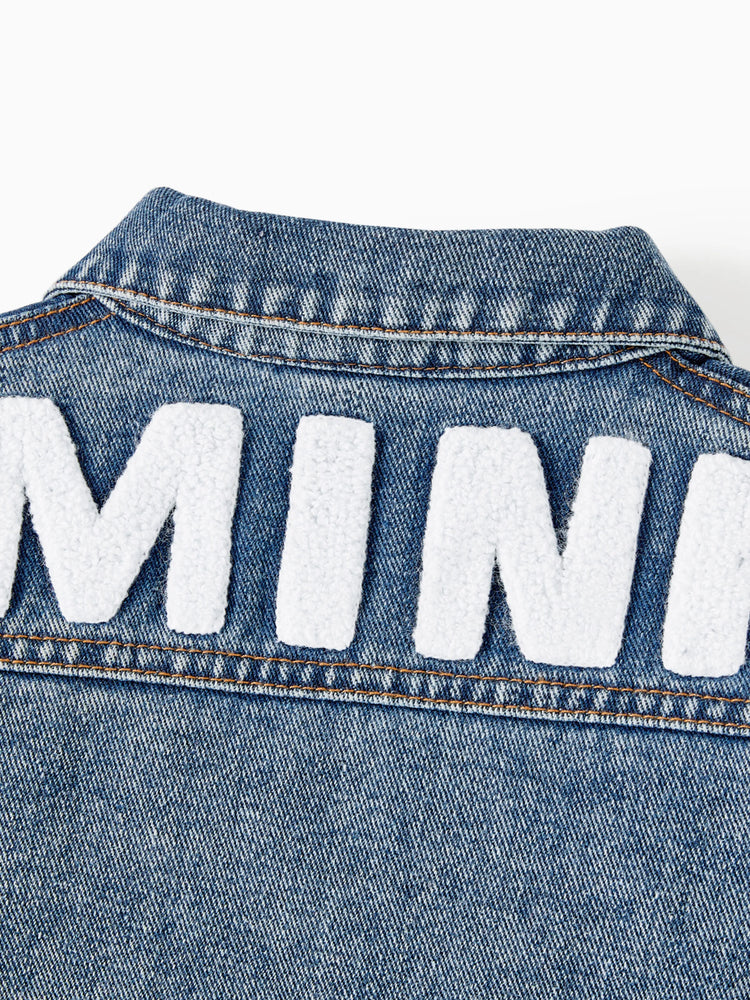 Vestes en jean bleu clair à manches longues et motif lettres Mom and Me
