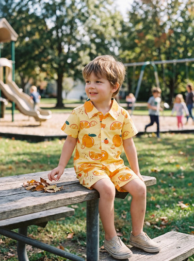Fresh Market Toddler Boy Banana Shirt & Shorts Set Orange