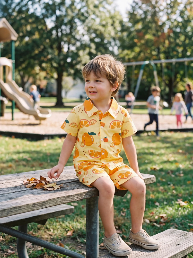 Fresh Market Toddler Boy Orange Shirt & Shorts Set