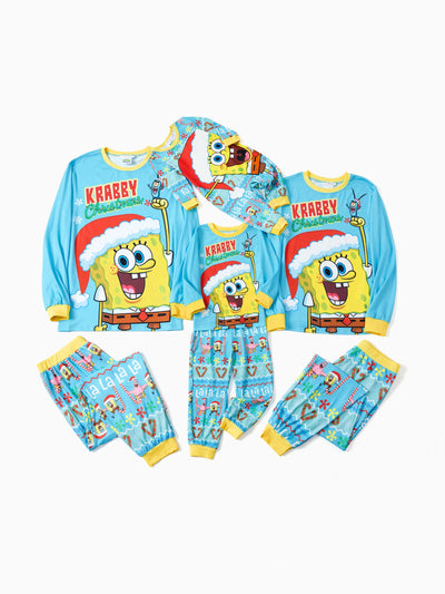SpongeBob SquarePants Family matching Christmas Print Pajamas Sets with Christmas Socks