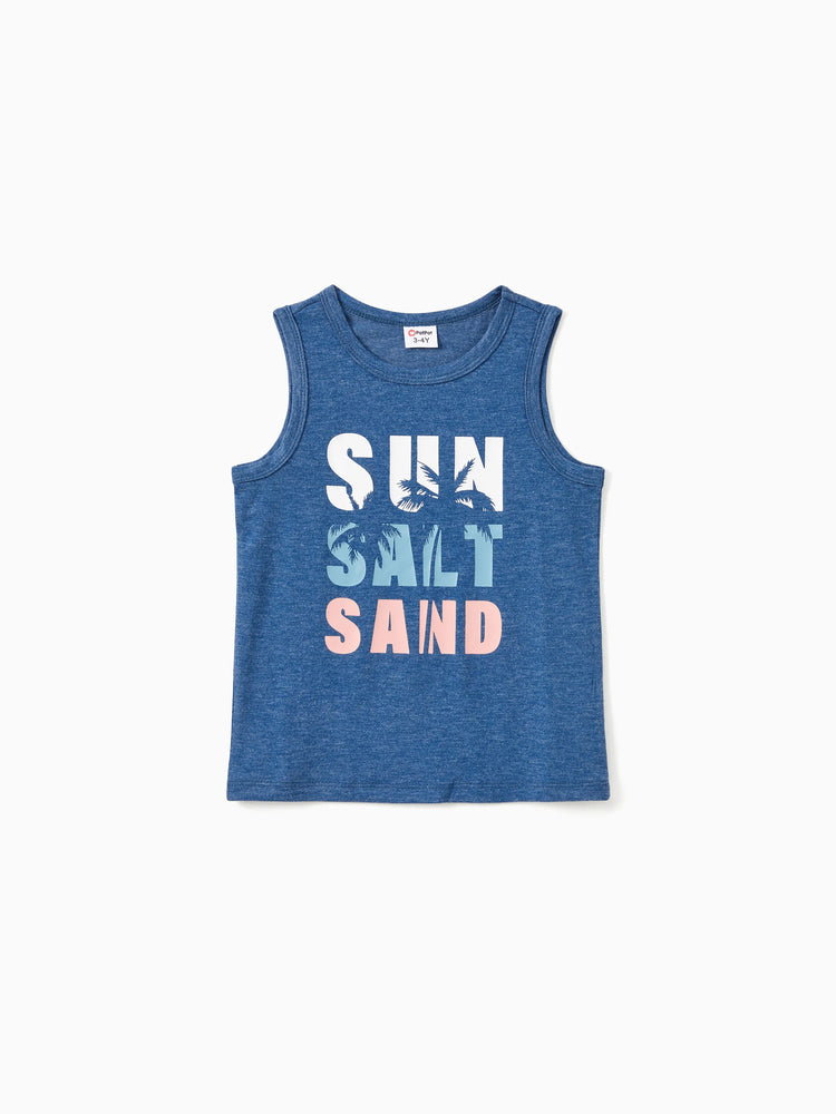 Ensembles familiaux assortis : débardeur bleu ou robe fluide trapèze avec poches