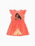 Disney Princess Moana Toddler Girl Character Print Bowknot Mesh Ruffled Romper orangered