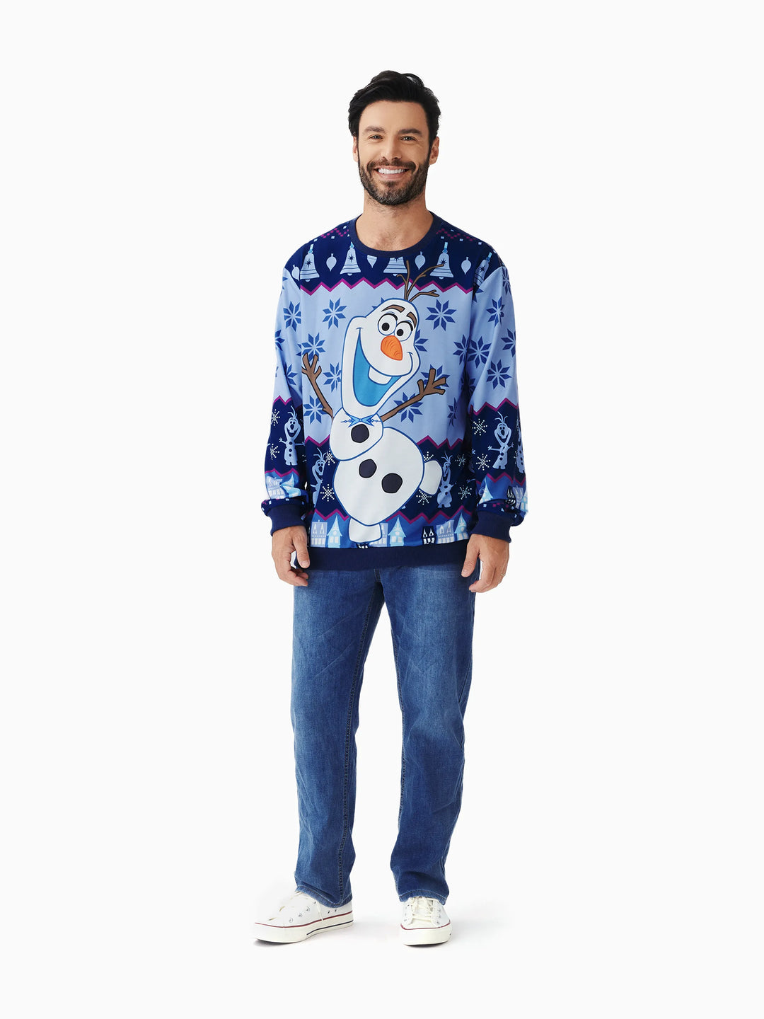 Disney Frozen Family passendes 1-teiliges langärmeliges Oberteil zu Weihnachten Elsa Anna Olaf Schneeflockenmuster  Mehrfarbig