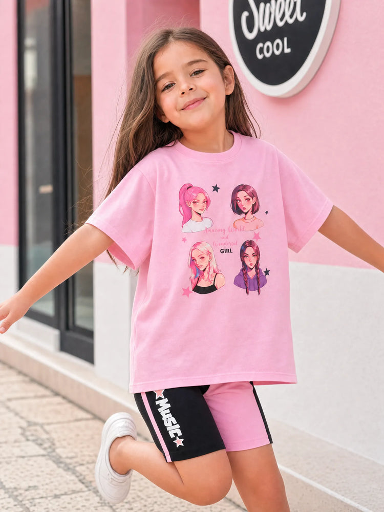 NEON Pop Toddler Girl Top & Shorts Set Pink