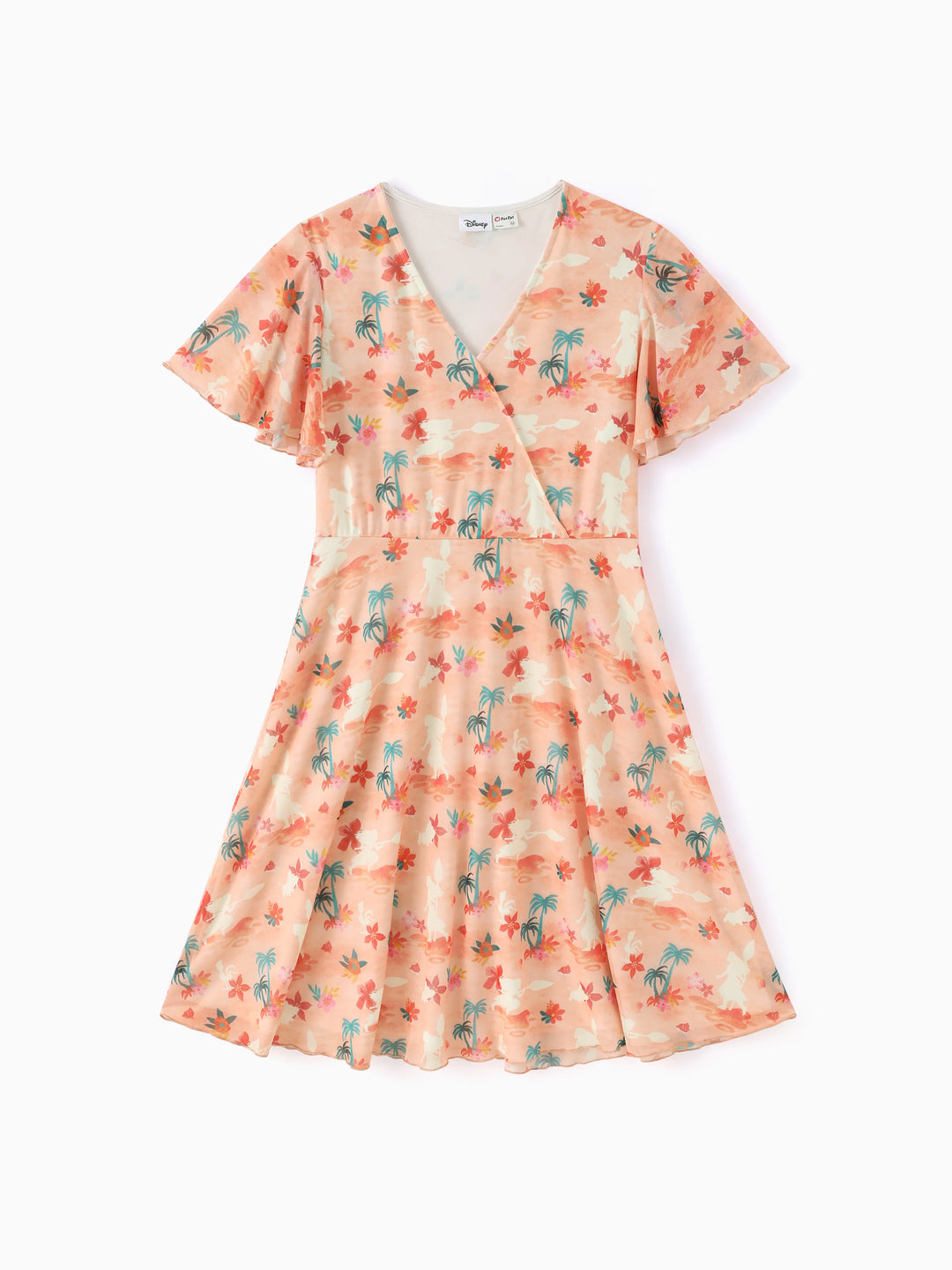 Disney Princess Mommy and Me Moana Tropical Floral V-neck Dress Orange