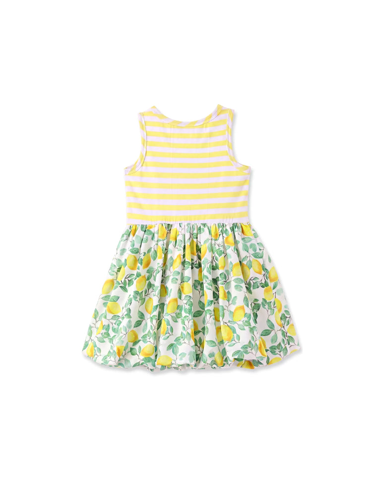 Fresh Market Toddler Girl Lemon Print Dress Yellow+White