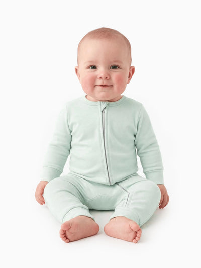 Bamboo Baby Boy/Girl Zip-Up Pajamas Pale Green