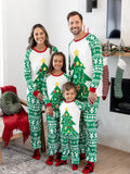 Ensemble pyjama de Noël assorti pour toute la famille, imprimé pain d'épices et sapin de Noël, vert, avec chaussettes de Noël vertes