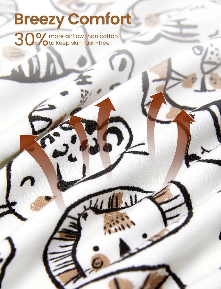 Pyjama de Noël/Halloween 2 pièces en bambou avec imprimé enfantin pour bébé/enfant (coupe ajustée) kaki