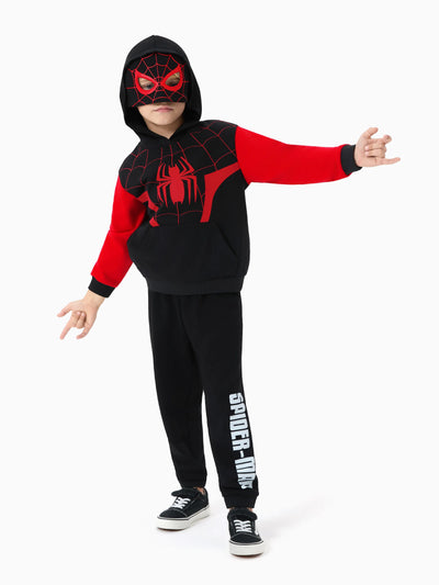 Marvel Toddler/ Kid Boy 2pcs Spider-Man Costume Sweatshirt and Pants Set with Built-in Mask Red