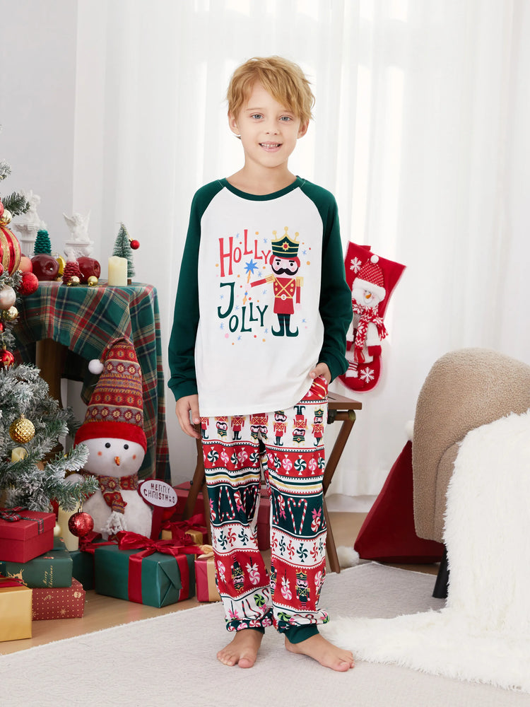 Matching Family Christmas Long Raglan Sleeves Nutcracker Pajamas Sets MultiColour