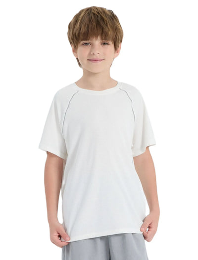 PatPat Lightflow Activewear Kid Boy Athletic Breathable Air-Grid Ultra Lightweight Short Sleeve T-Shirt White