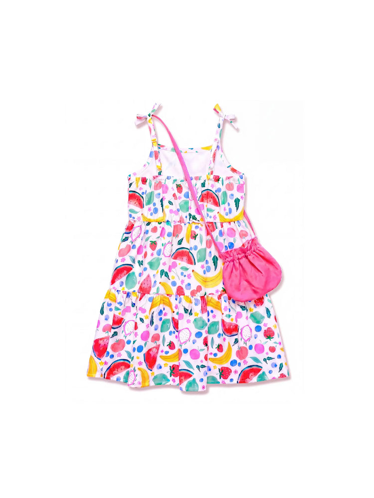 Fresh Market Toddler Girl Fruit Tiered Dress with Bag Multi-color