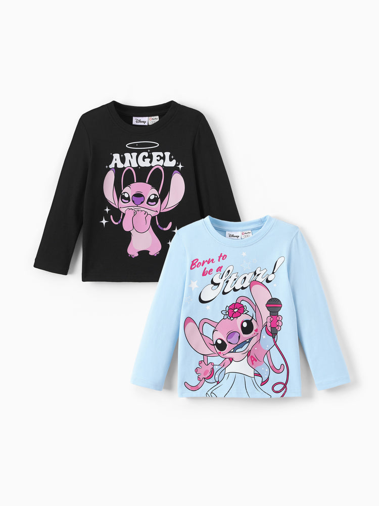 Disney Stitch Angel Girls' Long-Sleeve Two-Piece Set Black and Blue