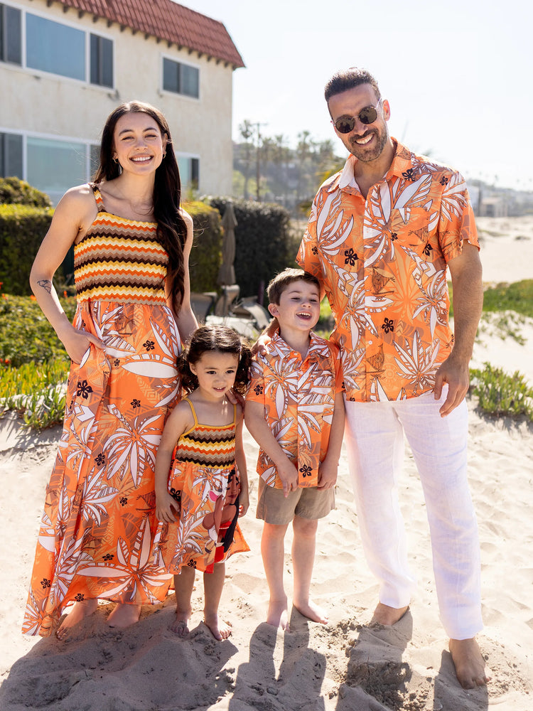 Robe/chemise assortie sans manches en crochet tropical à motif feuilles de palmiers Moana de Disney Princess Family, jaune