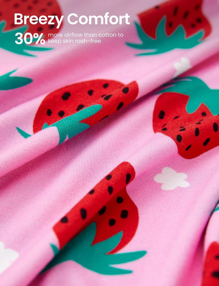 Christmas / Halloween Pajama 2-Piece Upgraded Thick Bamboo Pajama Set With Childlike Print for Toddler / Kids Girl (Snug-Fitting) Red