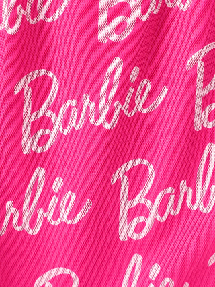 Barbie Mommy and Me Sleeveless Allover Print Strappy Dresses Hot Pink
