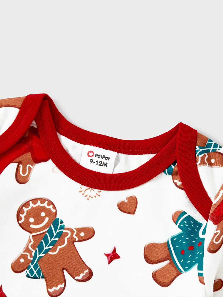 Ensemble pyjama de Noël assorti pour toute la famille, imprimé bonhomme en pain d'épices, avec chaussettes blanches