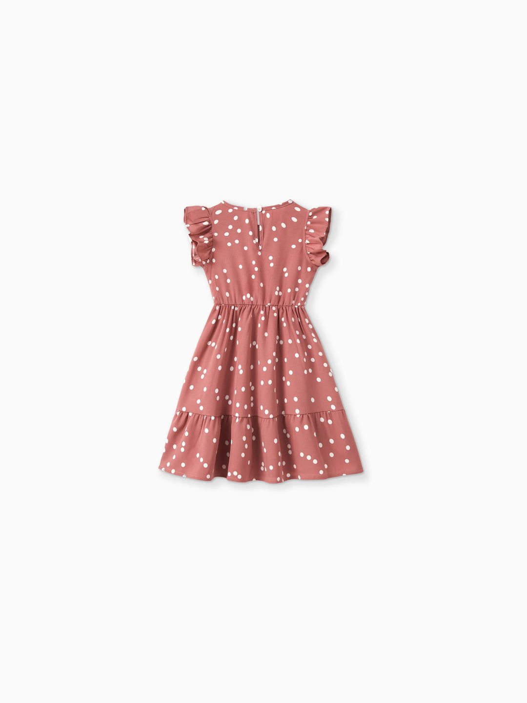 Toddler/Kid Girl All Over Dots Pink Cross Wrap V Neck Ruffle Flutter-sleeve Dress for Mom and Me PinkyWhite