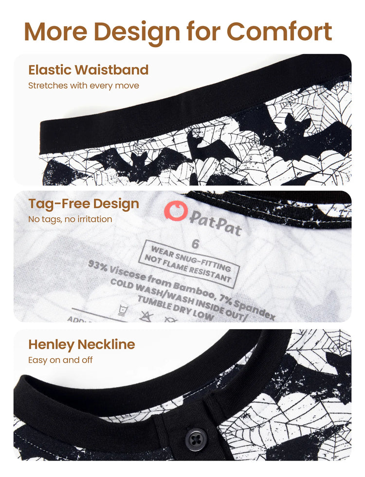 Pyjama 3 pièces en bambou pour garçon, idéal pour Noël ou Halloween, idéal pour les 4 saisons (coupe ajustée), gris