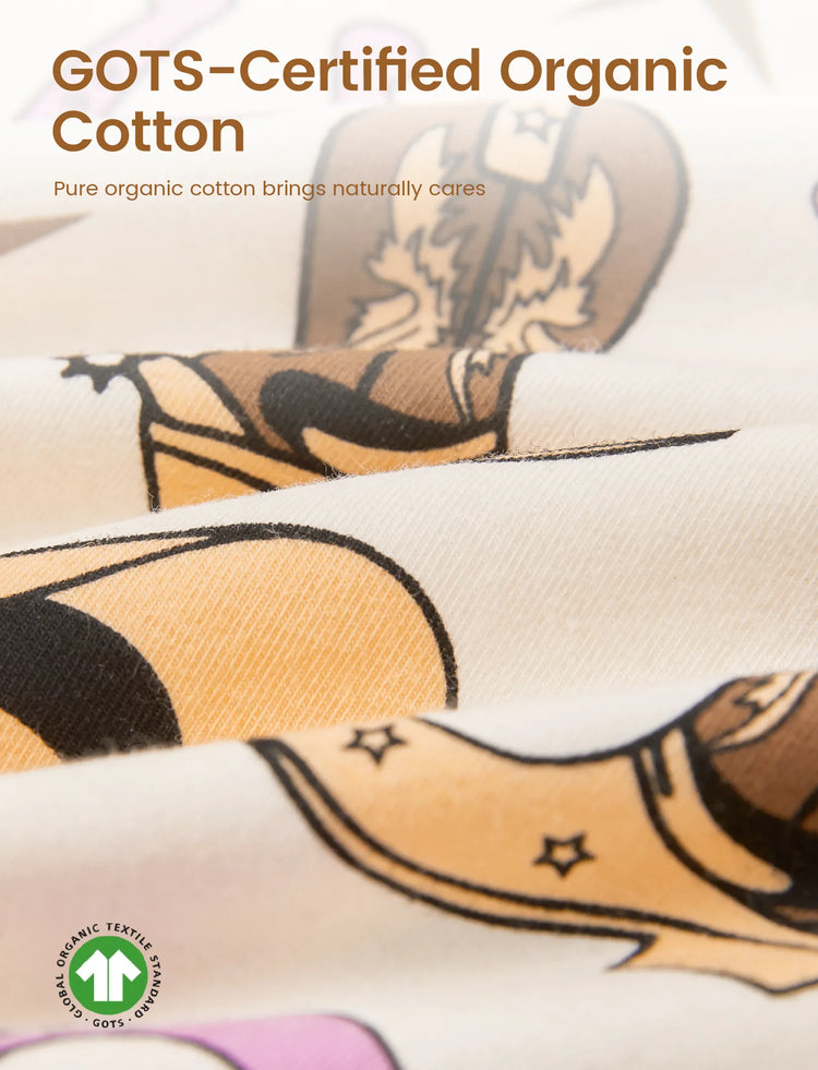 Kleinkind / Kinder 4-teiliger Pyjama aus Bio-Baumwolle 4-in-1 eng anliegendes Pajama-Set für Mädchen braun