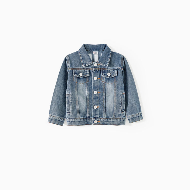 Vestes en jean bleu clair à manches longues et motif lettres Mom and Me