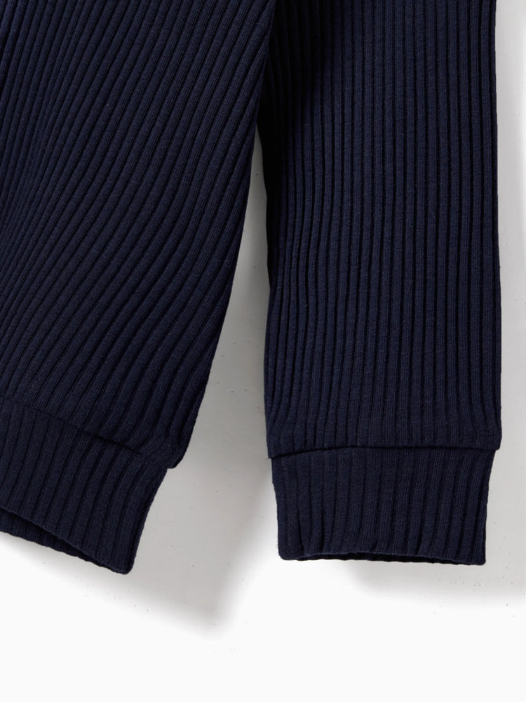 Family Matching Color-Block Knit Long-Sleeved Dresses And Tops Sets Multi-color